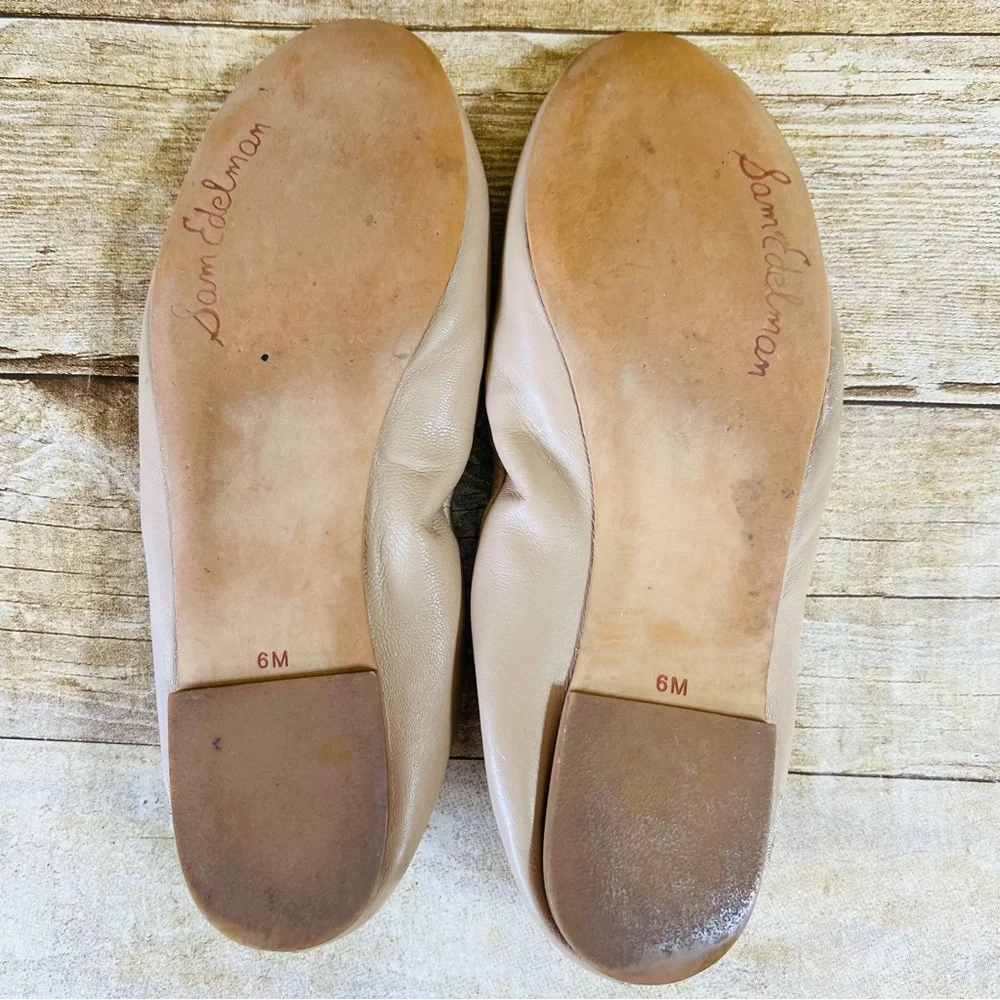 Sam Edelman Felicia Ballet Flats Beige Leather Bow Charm Shoes Womens 6M - Picture 15 of 16